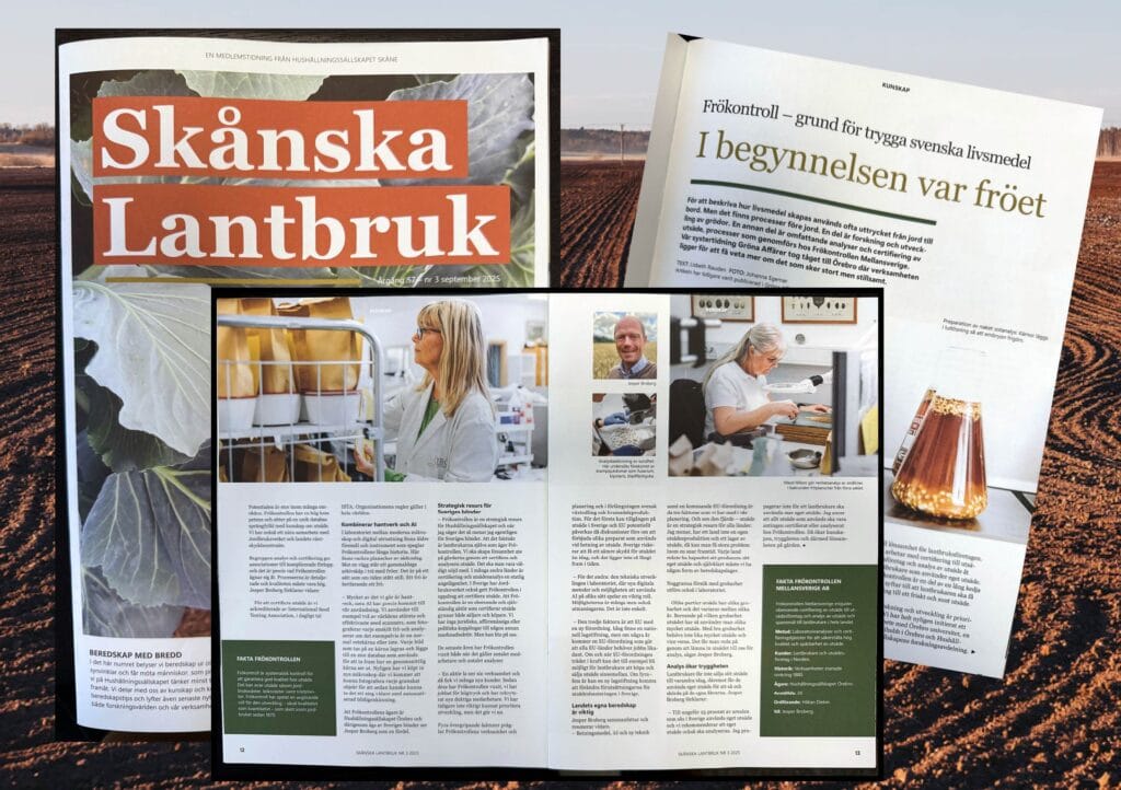 Artikel i Skånska Lantbruk september 2025 om Frökontrollen